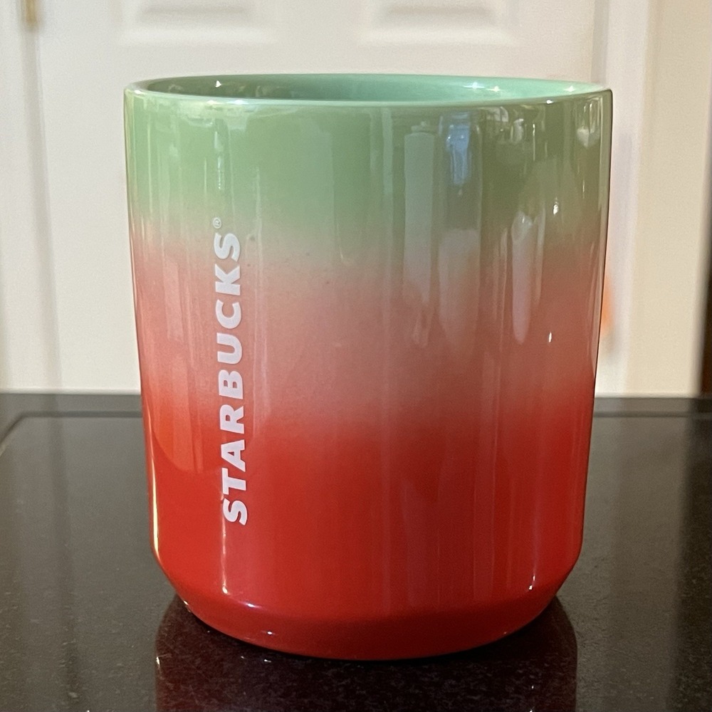 Starbucks Watermelon Hombre‎ Pink, Red & Green Iridescent Ceramic Mug Tumbler